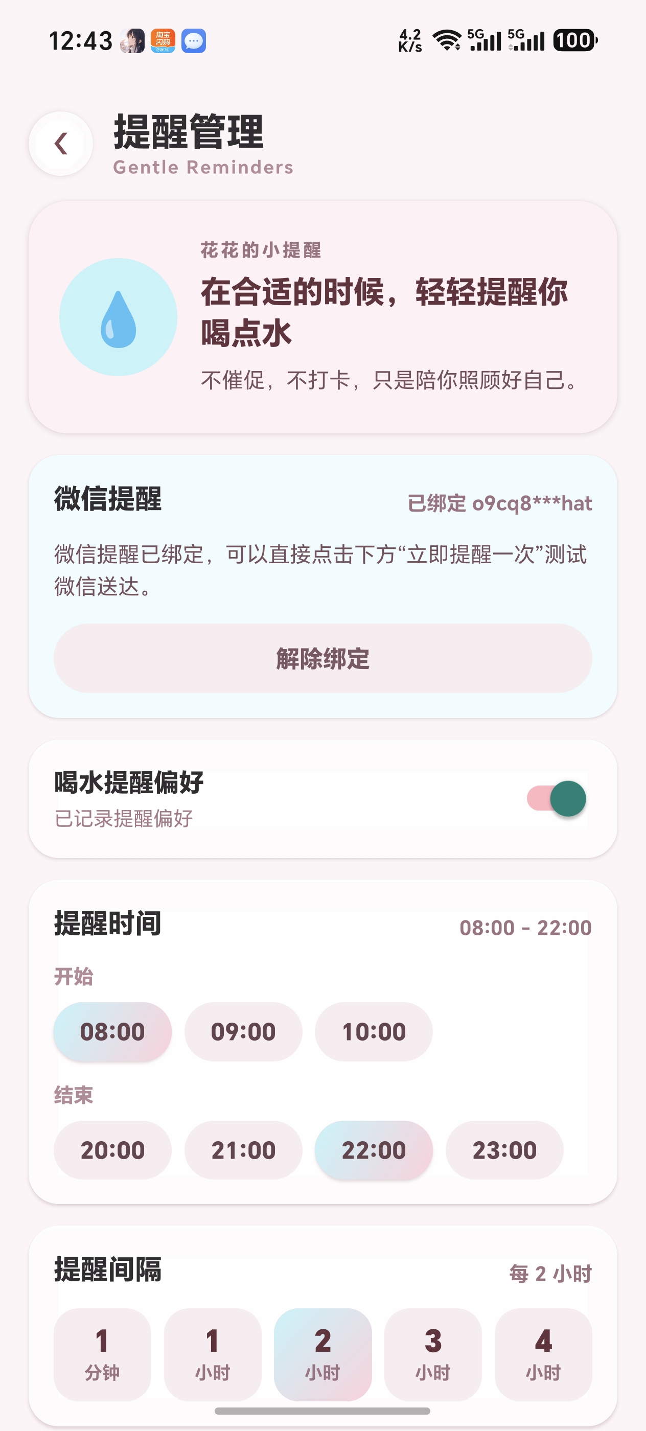 提醒管理:微信提醒与时间窗设置
